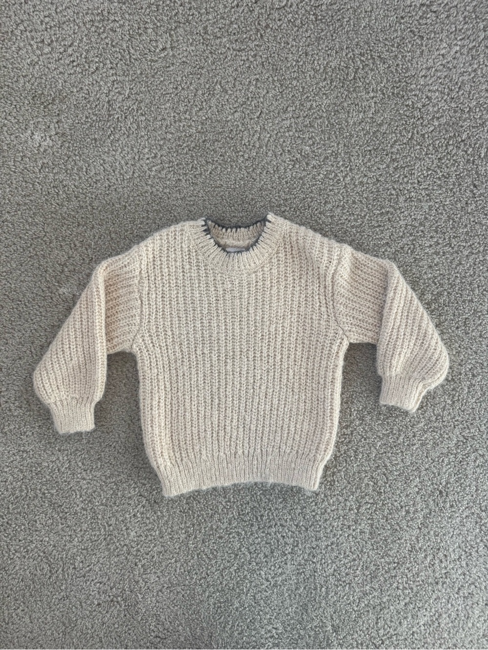 ZARA Cream Ribbed Crewneck Sweater